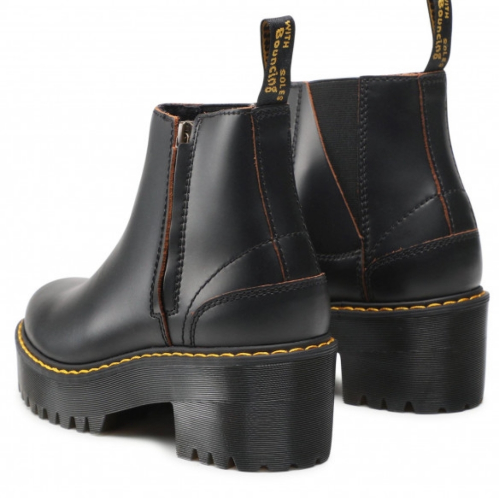 Dr. Martens Rometty Chelsea Boot Womens Quad Platform Black Smooth Leather New - Picture 12 of 14